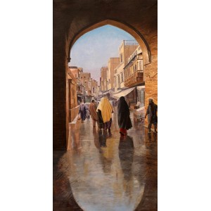 S. M. Fawad, Dehli Darwaza Lahore, 33 x 16 Inch, Oil on Canvas, Realistic Painting, AC-SMF-135